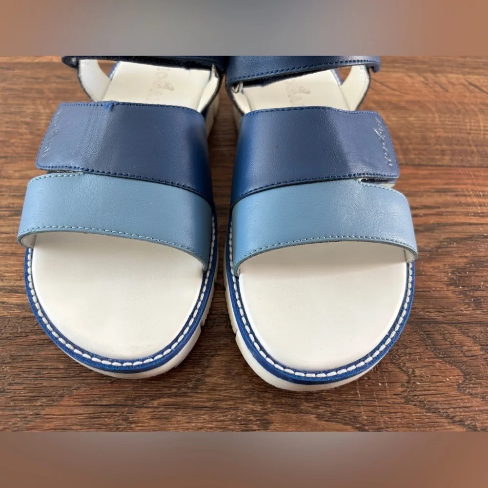 HOGAN Kids' Leather Sandals In Blue Made in Serbia